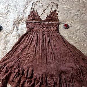 Red Ruched Pleated Mini Sundress